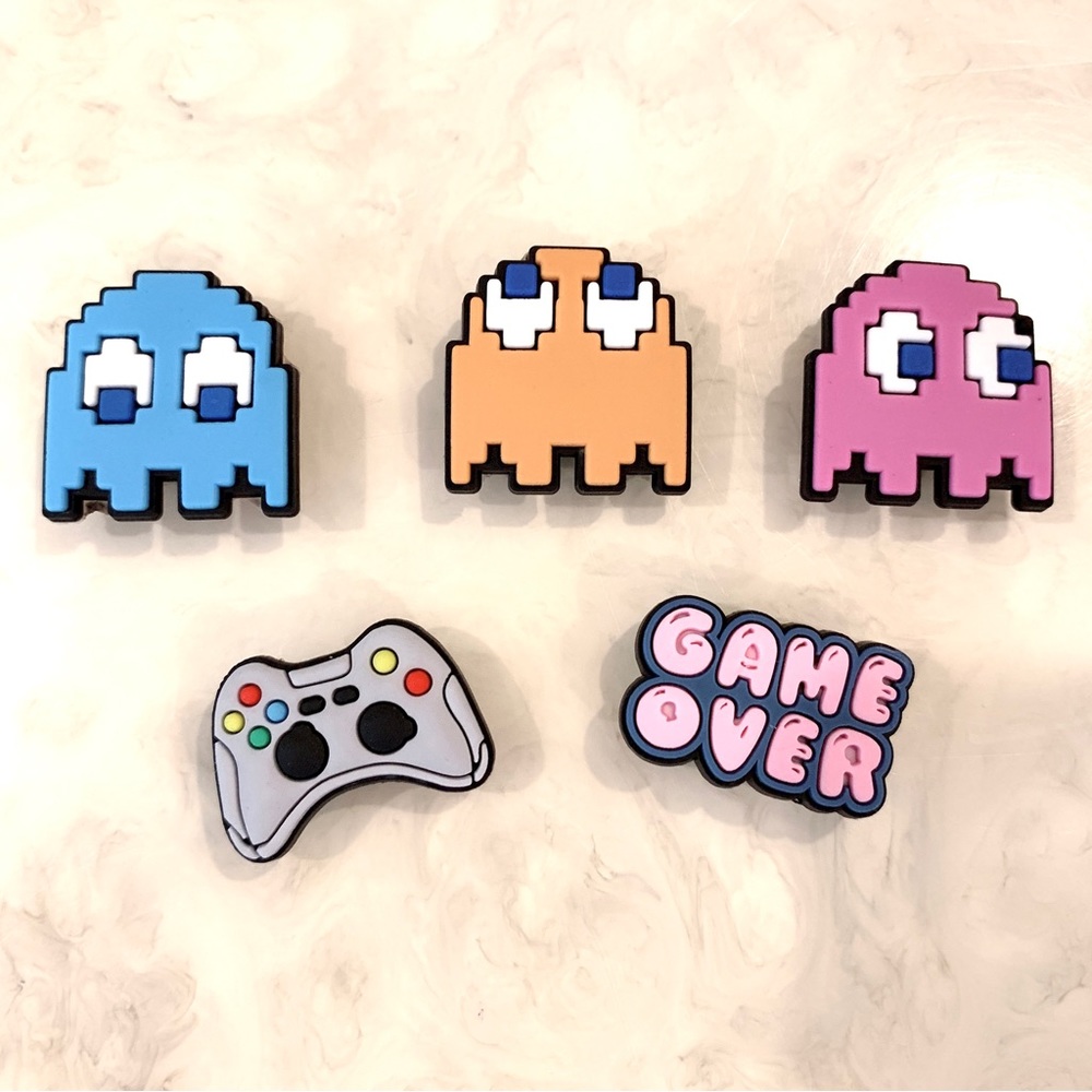 New Pixel Pac-Man Crocs Charms - 5 Pieces